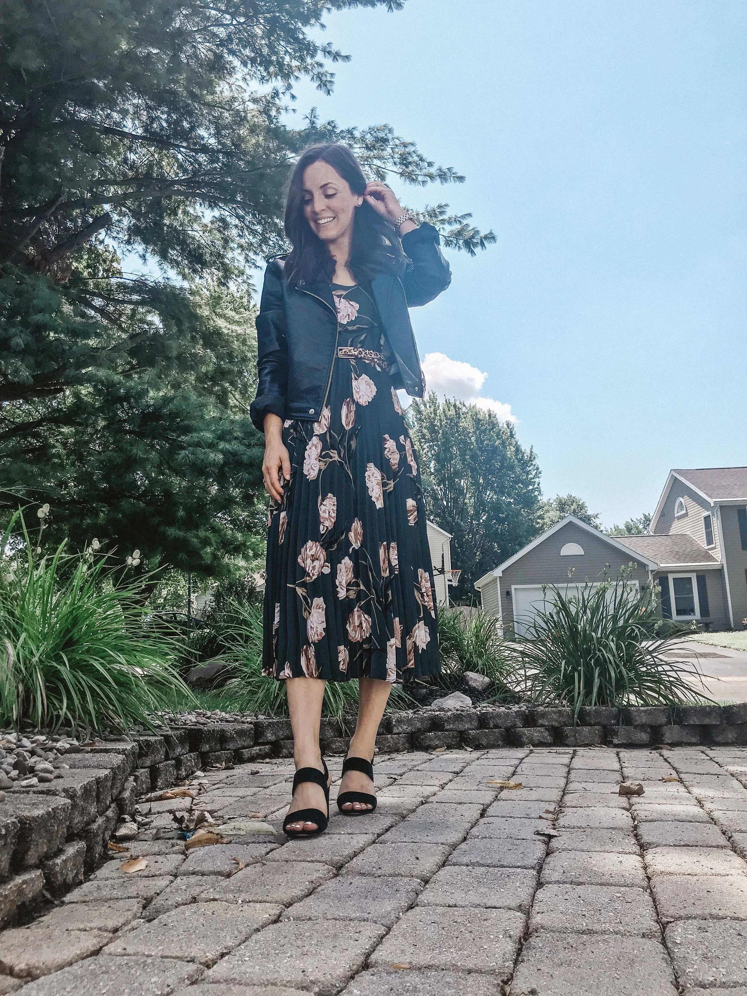 Floral skirt midi clearance dress